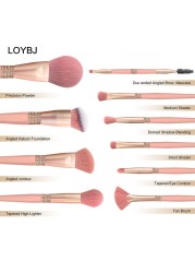 Loebig 10pcs Diamond Makeup Brushes Set Cosmetic Blending Tool Powder Foundation Blush Highlighting Eyeshadow Eyebrow Eyelash Brush