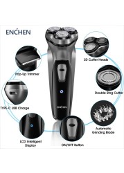 ENCHEN BlackStone Electric Shaver For Men Type C Rechargeable Beard Shaver Intelligent Control Travel Lock 100% New Version