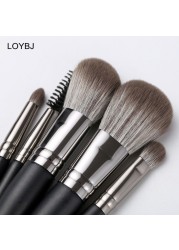 Loebig 5pcs Mini Makeup Brushes Set Powder Foundation Blush Highlighter Contour Eye Shadow Eyebrow Lash Portable Cosmetic Brush