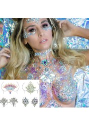 Sexy Chest 3D Crystal Resin Drill Tattoo Sticker Bar Music Festival Rhinestone Tattoo Stickers Carnival Party Chest Decoration