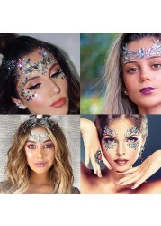 3D Sexy Face Tattoo Stickers Face Decoration Temporary Tattoo Glitter Fake Tattoo Rhinestones for Woman Party Face Jewelry Tattoo