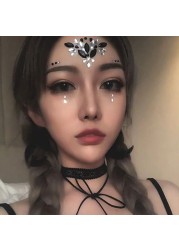 3D Sexy Face Tattoo Sticker Temporary Tattoo Flash Fake Tattoo Rhinestone Lady Party Face Sticker Face Jewelry Decoration