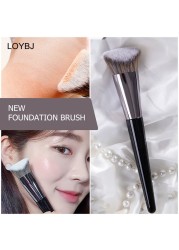 LOUBIG Multifunctional Makeup Brush 2 Slanted Cosmetic Liquid Foundation Concealer Contour Brushes Face Makeup Tools