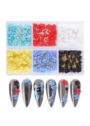 3D Acrylic Flowers Mix Bead Nail Jewel Nail Jewelry Nails Trims Manicure Pearl Flower Five Petal DIY Nail Art