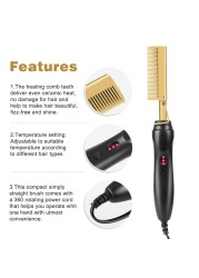 2 in 1 Hot Comb Hair Straightener Flat Iron Straightening Brush Heating Comb Hair Straightener Styler Hair Curler peigne chauffant