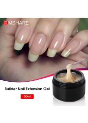 Mshare Uv Nail Extension Gel Builder Builder Clear Hard Gel Manicure For Nails Bare Finger French Nail Art 50ml