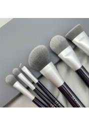 Sephora 6Pcs Set Makeup Brushes With Bag, Charcoal Infused Concealer Loose Powder Precision Sweep Foundation Eyeliner Brush Kit