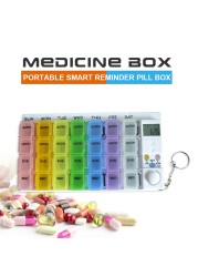 28 Grids Weekly Pill Storage Pill Dispenser Alarm Clock Luminous Alarm Clock Timer Reminder Pill Dispenser