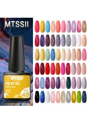 Mtssii 60pcs Color Gel Nail Polish Set Glitter Nail Sequins Gel Soak Off UV Gel Semi Permanent Base Top Gel Nail Art Salon Kits