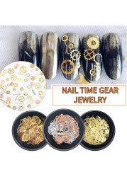 1 Box Steampunk Nail Art Miniature Ultra-thin Alloy Gear Gold Silver Patch Mixed 3D Metal Rivets DIY Nail Art Decoration Accessories