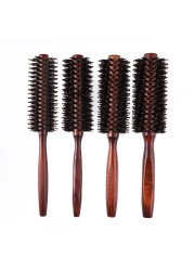 4 Sizes Professional Salon Styling Tools Round Hair Comb Hairdressing Curly Hair Brushes Comb Wooden Handle