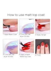 MSHARE Tempered Top Coat Matte Tops For Nails Mat Matte Gel Polish Semi Permanent UV Varnish