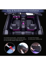 Car Interior Light RGB LED Decorative Light Strip With USB Wireless Remote Music Control Multimedia Car Foot Light
