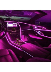 Auto Atmosphere Lamp Car Interior LED Strip Light Decoration Garland Wire Rope Tubular Line Flexible Neon Light USB Drive