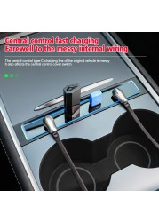 For Tesla 2021-2022 Model 3 Model Y 27W Intelligent Fast Charger Docking Station USB Ext Hub Interior Decoration Accessories