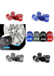 AUTCOAT 4pcs/set Jeep Logo Tire Stem Valve Caps Aluminum Car Dust Caps Tire Wheel Stem Air Valve Caps