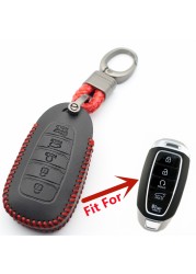 Flybest Genuine Leather 5 Button Key Case For Hyundai/Kona/Encino/Solaris/Azera/Green/Accent/Santa Fe/Balesa L585