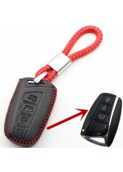 Flybest - Smart Key Case, Genuine Leather, 4 Buttons, Keyless Entry, for Hyundai Santa Fe/Equios/Azera/Genesis L110