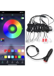 RGB LED Car Interior Lighting Strip Ambient Decoration Light Strip APP Control Music 8M 1PC