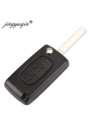 jingyuqin 10pcs 2/3 Buttons Car Key Case For Peugeot 207 307 308 407 607 807 For Citroen C2 C3 C4 C5 C6 Flip Car Key Shell