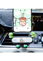 Car Mobile Phone Bracket Men And Women Cute Small Cow、Dinosaur Air Outlet Car Interior Car Navigation Pink Car Accessories