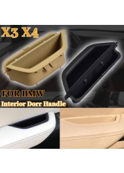 Interior Door Armrest Pull Handle Black Leather Exterior Cover Full Set For BMW X3 X4 F25 F26 2010 2011 2012 2013 2014 2015 2016