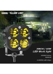 40W LED Work Light Bar Spot Pods Offroad Fog Lamp Pickup ATV Truck USA Car Flashing Light Multicolor Luminous Lamp