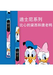 Strap For Xiaomi Mi Band 4 3 5 6 Watch Band Mickey Minnie Graffiti Silicone Bracelet Replacement For Xiaomi Band 4 5 Wristband