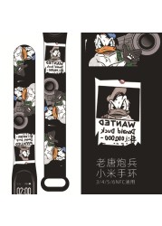 For Xiaomi Mi Band 3 4 5 6 Silicone Strap Marvel Donald Duck Printing Xiaomi Mi Band Smart Watch Wristband Breathable Strap