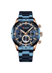 CURREN New Fashion Watches With Stainless Steel Luxury Brand Sport Chronograph Quartz Watch Men Relogio Masculino