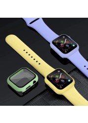 Glass + Case + Strap for Apple Watch 7 6 5 Band 41mm 45mm 44mm 40mm 38mm 42mm Screen Protector for Apple IWatch Series 7 6 SE 5 4 3