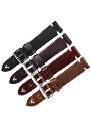 Leather Watchband Strap 18mm 20mm 22mm Quick Release Watch Strap Cowhide Strap Handmade Black Dark Brown Vintage Oil Wax Leather