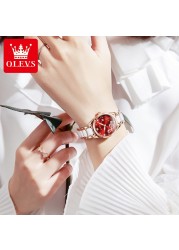 OLEVS Luxury Quartz Women's Watch Japan Elegant Movement Waterproof Women's Ceramic Watch Women's Wristwatch Gift for Female