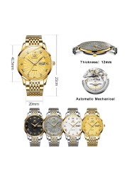 Top luxury brand automatic men's watch mechanical waterproof stainless steel wristwatch fashion watches relogio masculino 41mm