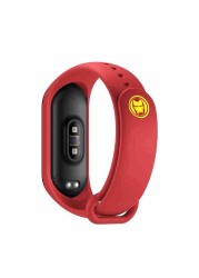 Suitable for Mi Band 3 4 Strap Marvel Spiderman Captain Dollar Iron Man Replacement Silicone Bracelet Mi Band 3 4 Wristband