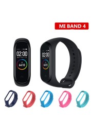 الرياضة سيليكون النساء الرجال موضة MI الفرقة 4 حزام ل شاومي Miband 4 سوار ساعة مجانية فليم حامي الشاشة