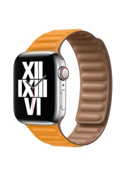 Link Leather Strap for Apple Watch Band 44mm 40mm 38mm 42mm 1:1 Original Magnetic Loop Bracelet Korea iWatch Serie 5 4 3 SE 6 7