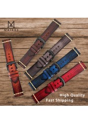 Maikes Genuine Leather Watchband For Galaxy Watchband 18mm 20mm 22mm 24mm Watch Strap Tissote Timex Omega Wrist Bracelets