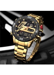 DIVEEST Authentic Gold Watch Men Luxury Brand Analog Quartz Casual Sports Watch Digital Military Chronograph Wrist Watches for Men