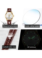 OLEVS-Women's Quartz Watches Casual Fashion Brown Leather Luminous Water Resistant Ladies Wrist Watch