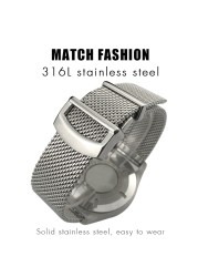 High Quality Stainless Steel Woven Mesh Watchband 20mm 21mm 22mm Fit For IWC Le Petit Prince Mark 18 Portofino Solid Watch Strap