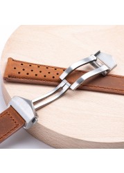 Cowhide Watch Band 22mm 24mm Watchband Fit For Tag Strap Heuer Watchband Genuine Crazy Horse Leather Bracelet Carrera