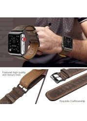 Retro cowhide leather strap for apple watch 7 44mm 40mm 41mm 45mm iwatch strap bracelet correa apple watch series 7 6 5 4 3 2 se band