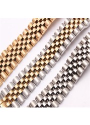 Watch Accessories Steel Strap Male 13mm17mm20mm Sports For Rolex Luxury Series Five Beads Full Solid Strap Women Watch Band