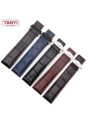 Genuine Leather Bracelet 19mm 20mm 22m For Tag Heuer Watches Men Wrist Band Accessories Fold Buckle Leather Watch Strap