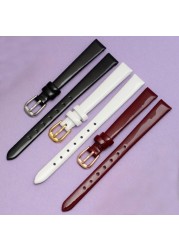 Small Size Genuine Leather Watches 6mm 8 10mm 12mm 14mm 16mm Color High Light Watch Bracelet for Women Shiny Leather Strap