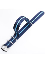 NATO watch strap blue nylon one piece replacement seat belt movement watch straps for man or woman 18mm 20mm 22mm 24mm