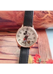 Disney Mickey Korean version fashion simplicity animation PU strap quartz watch Mickey Mouse children's watch boy girl