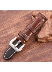 Genuine Leather Watch Band for Men, Dark Brown, 20mm, 22mm, 24mm Cowhide Watch Accessories