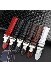 Quick release crocodile genuine leather watch strap parts red white 20mm 22mm animal skin straps with wooden box and tool